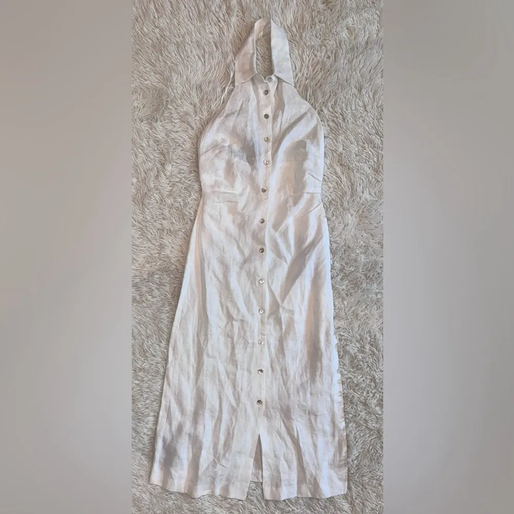 NWOT Mango white Linen shirt-collar Button Down Midi Casual dress sz 2 - Image 5