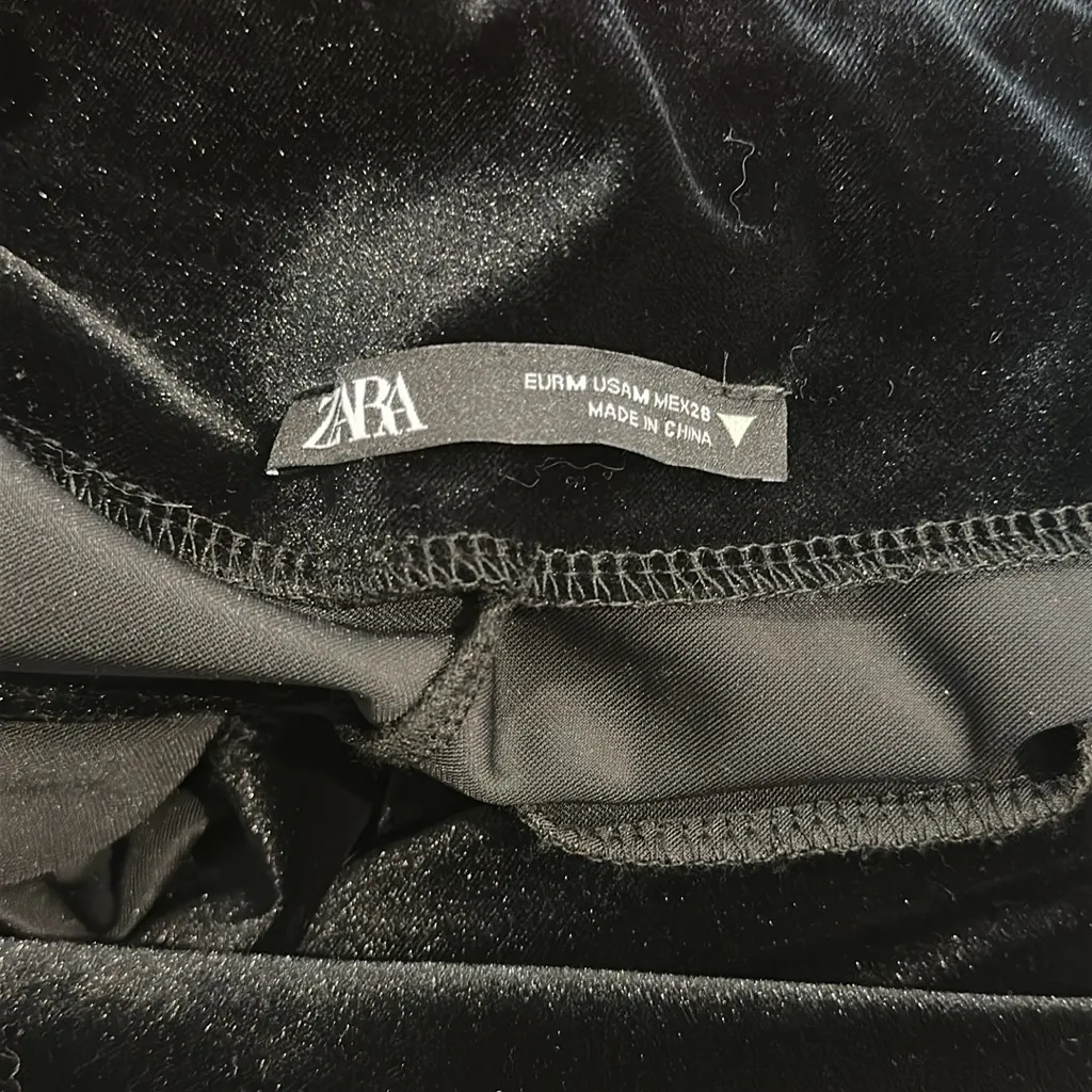 MOVING SALE Zara Black Cowl Neck Side Ruched Velvet Dress - Image 7