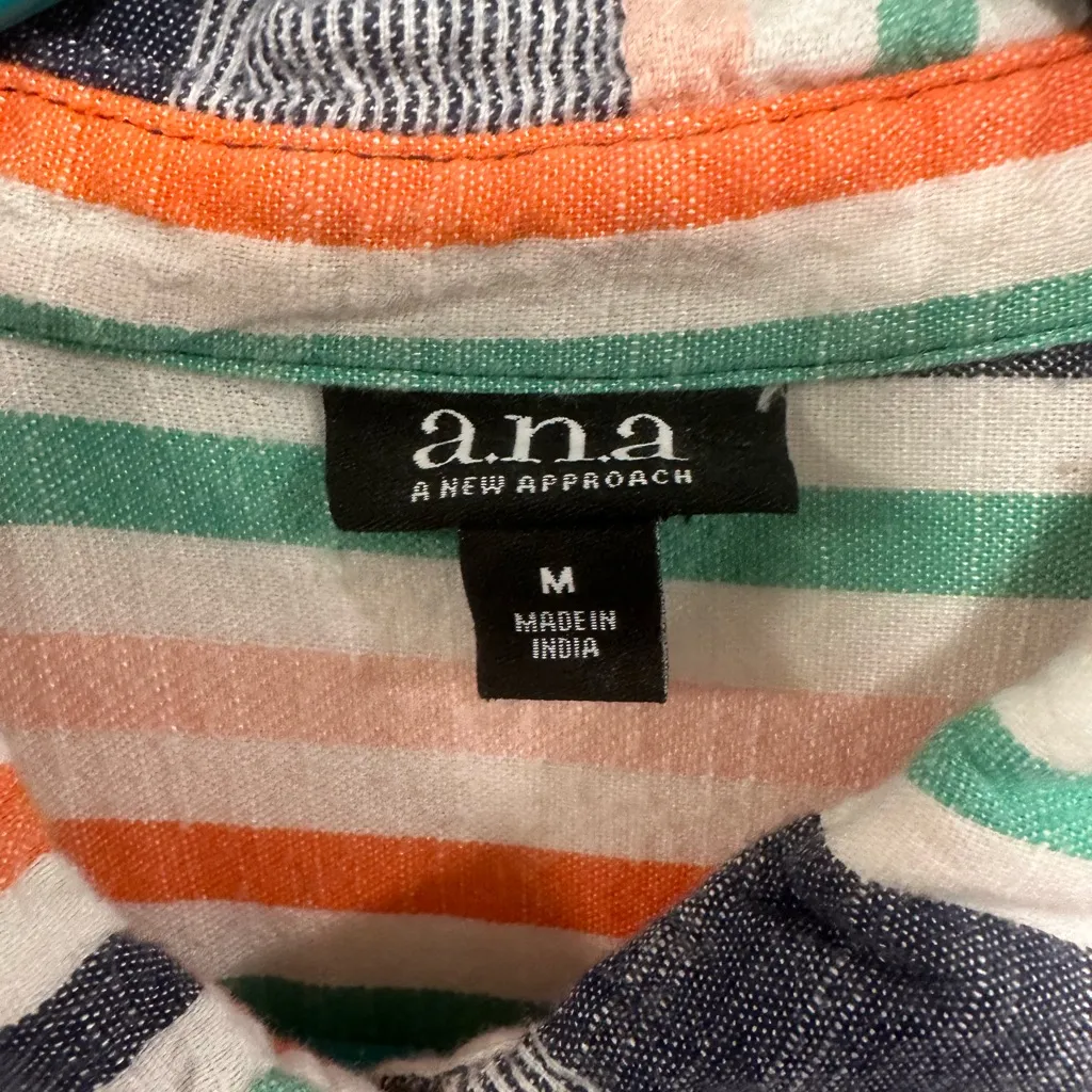 a.n.a Multicolor Striped Casual Shirt size medium! - Image 2