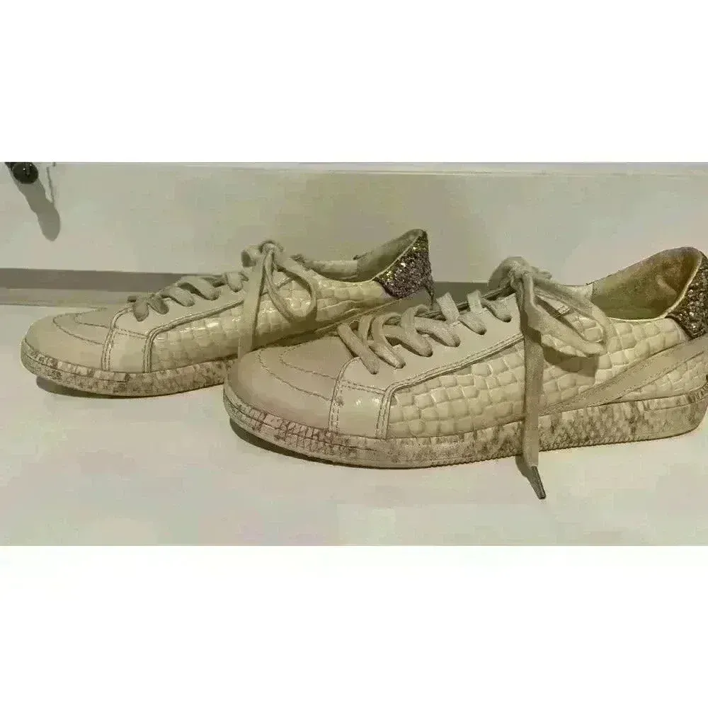 Dolce Vita Nino Women's Snakeskin and Glitter Sneaker, sz 9 White - Image 4