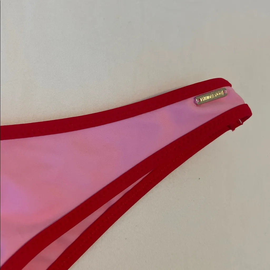 NWT White Fox Boutique Double Bay Swim Cheeky Thong Bikini Bottoms Pink/Red - Image 9