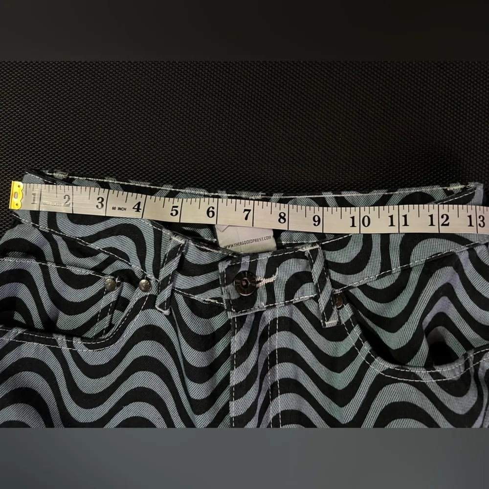 Ragged Priest Black and White Wave Dad wide leg jeans goth emo rave 26 - Image 9