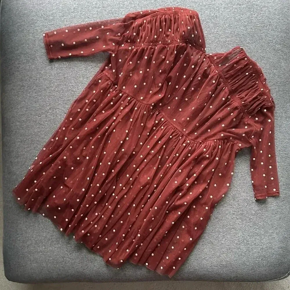 Free People Saya Polka Dot Sheer Mesh Tulle Baby Doll Tunic Top XS - Image 7