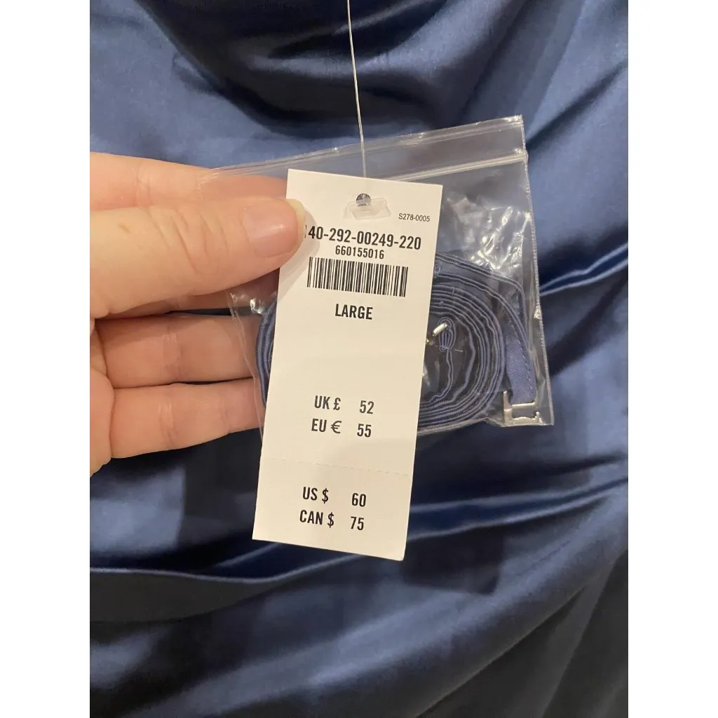 Abercrombie & Fitch Top Womens Large Navy Satin Strapless Cowl Neck Corset Tube - Image 4