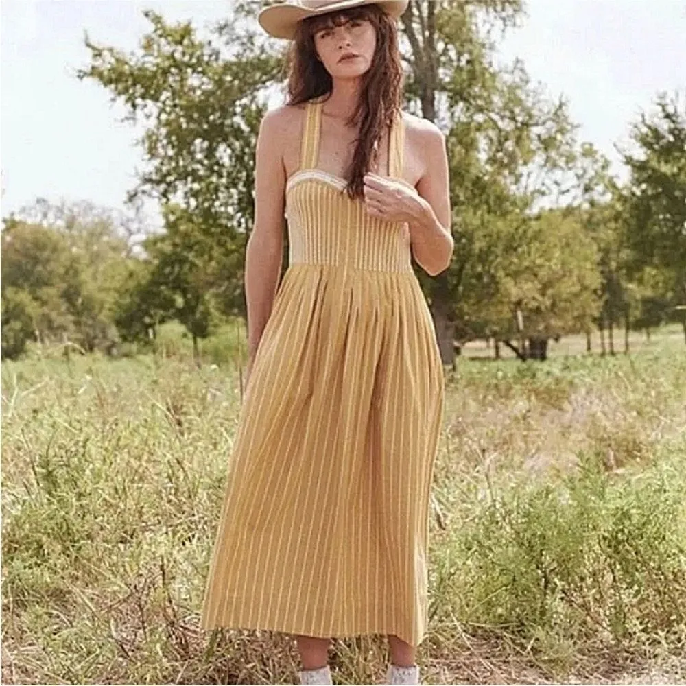 The Great The Laurel Dress Cotton Sundress Stripe Size‎ 0 Gold - Image 3