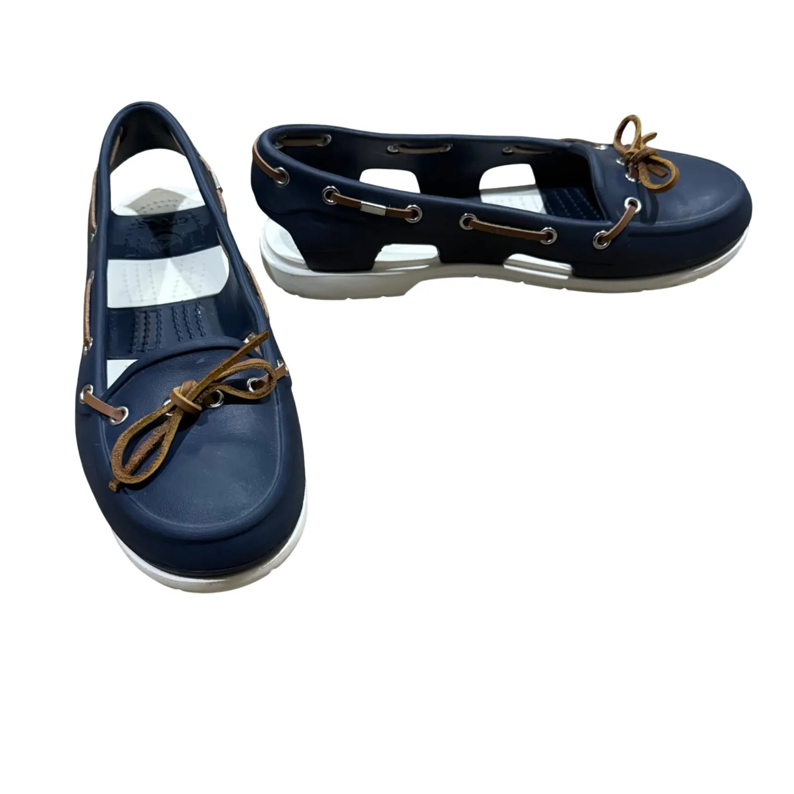 Crocs Beach line Women's size 7 Shoes Navy Blue Slip on Boat Shoe loafers - Image 5
