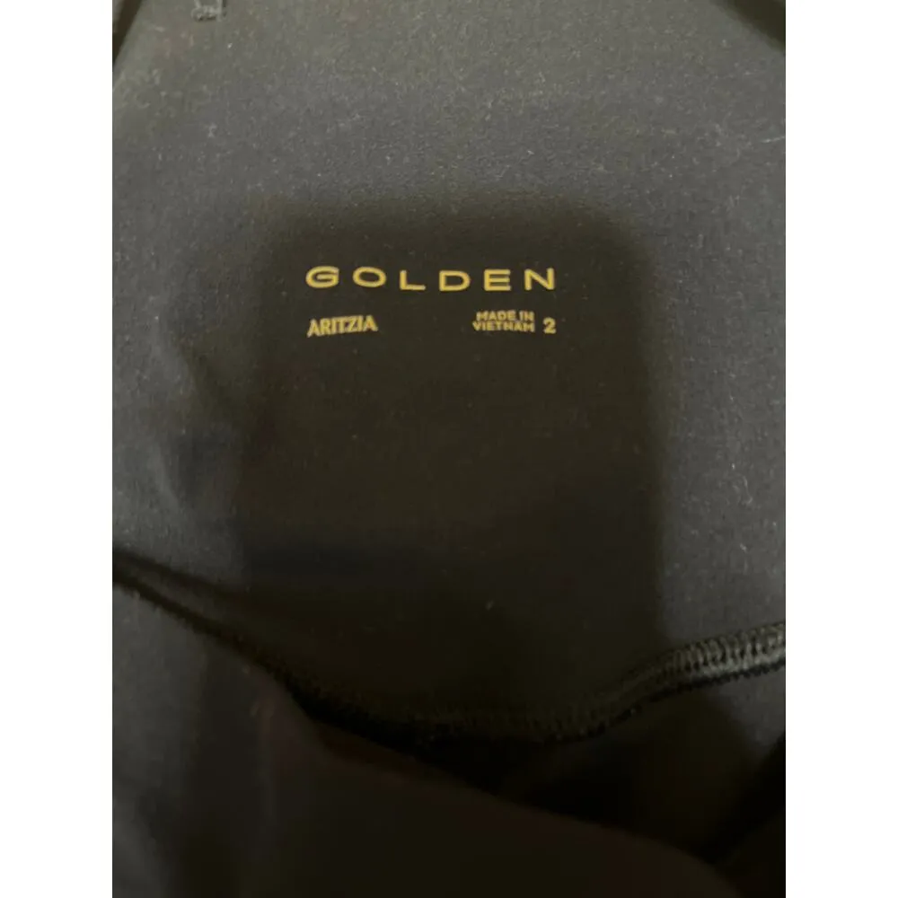 Aritzia Golden Black Skinny Cheeky Hi-Rise Capri Cropped Leggings Pants Size 2 - Image 4