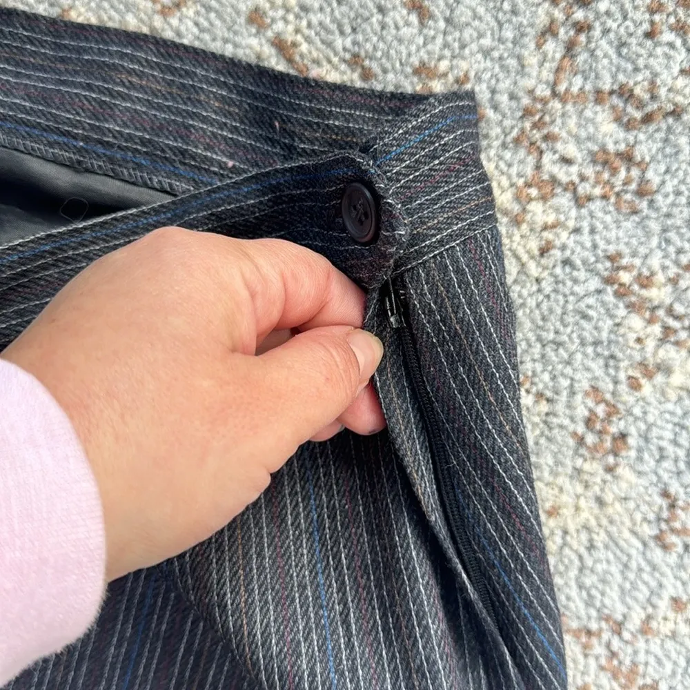 Vintage Gilmor Pinstripe Skirt Suit Set Gray 16 - Image 3