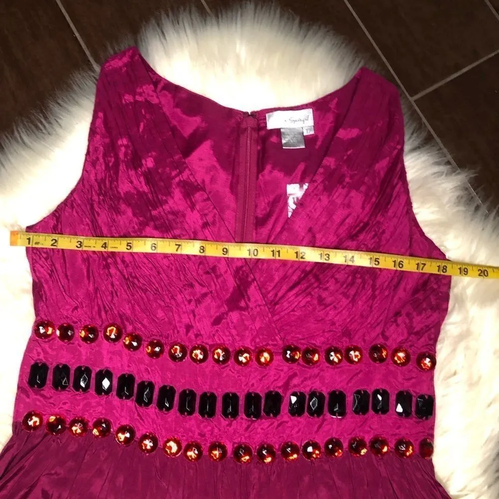 Spiegel fuchsia dress with gemstones in waistline - Image 8