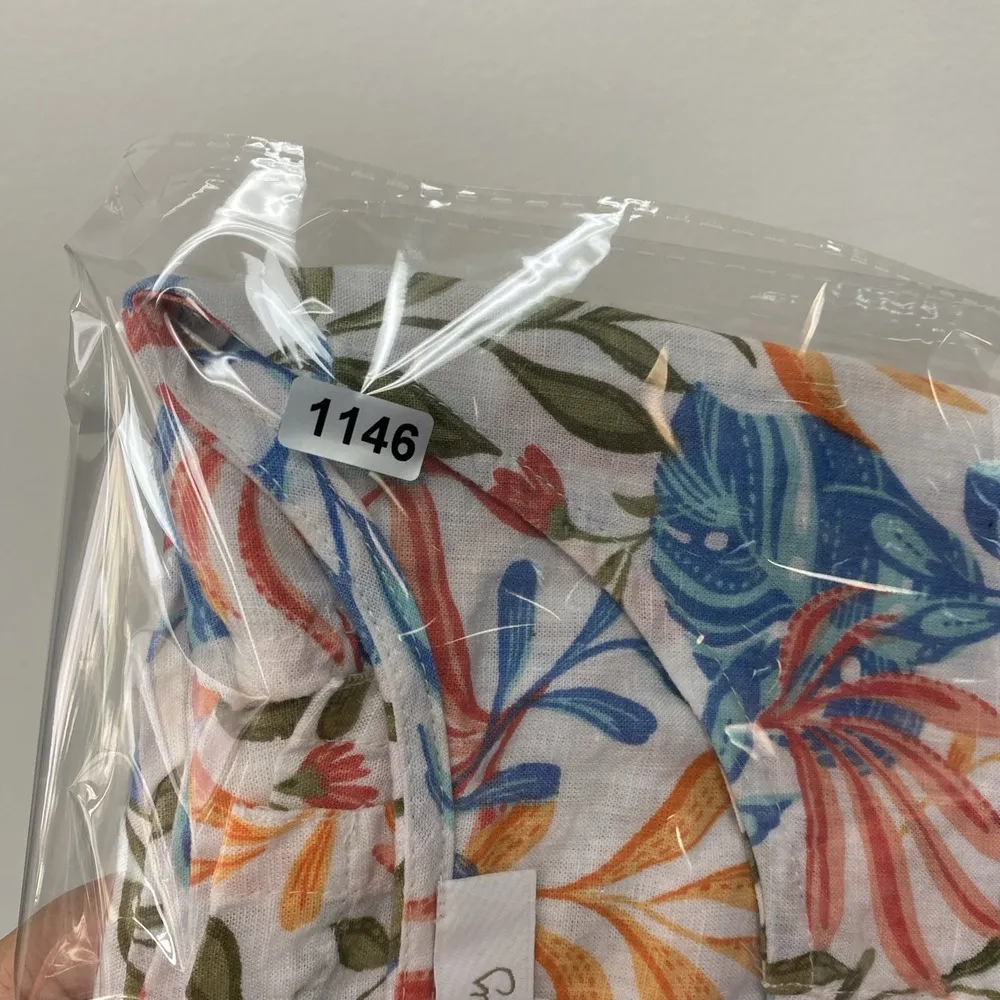 Coral Bay Linen Blend Top XL Multicolor Button Coastal Grandma Beach Sustainable - Image 9