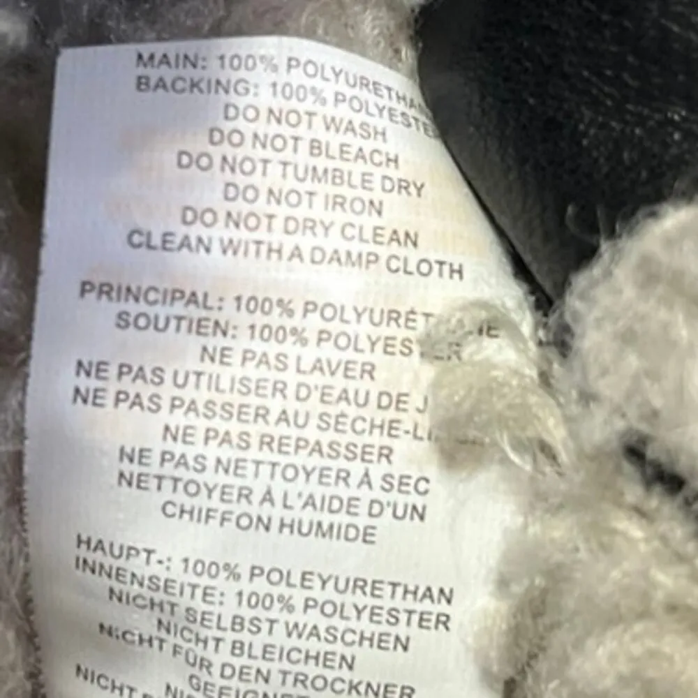 Nasty Gal Black Vegan Faux Leather Fleece Double Breasted Aviator Coat Jacket 4 - Image 5