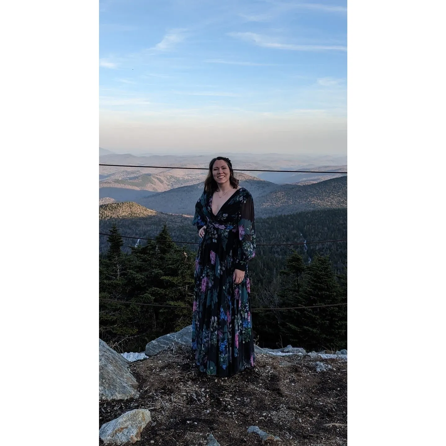 BADGLEY MISCHKA Black Green Floral Long Sleeve V-Neck Pleated Gown Size 4 - Image 3