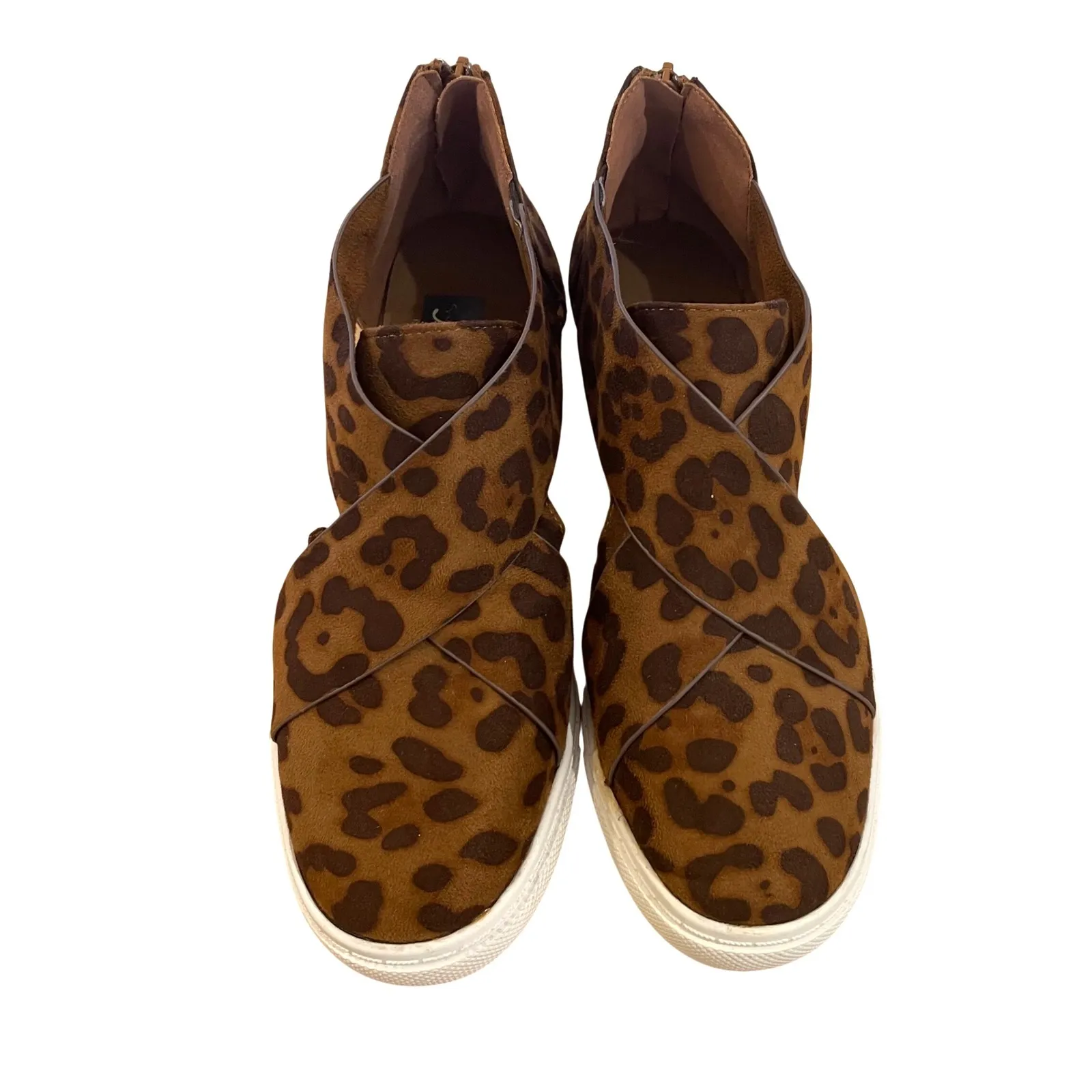 Natural Reflections Leopard Print Slip On Wedge Sneakers Women Size 7.5M - Image 2