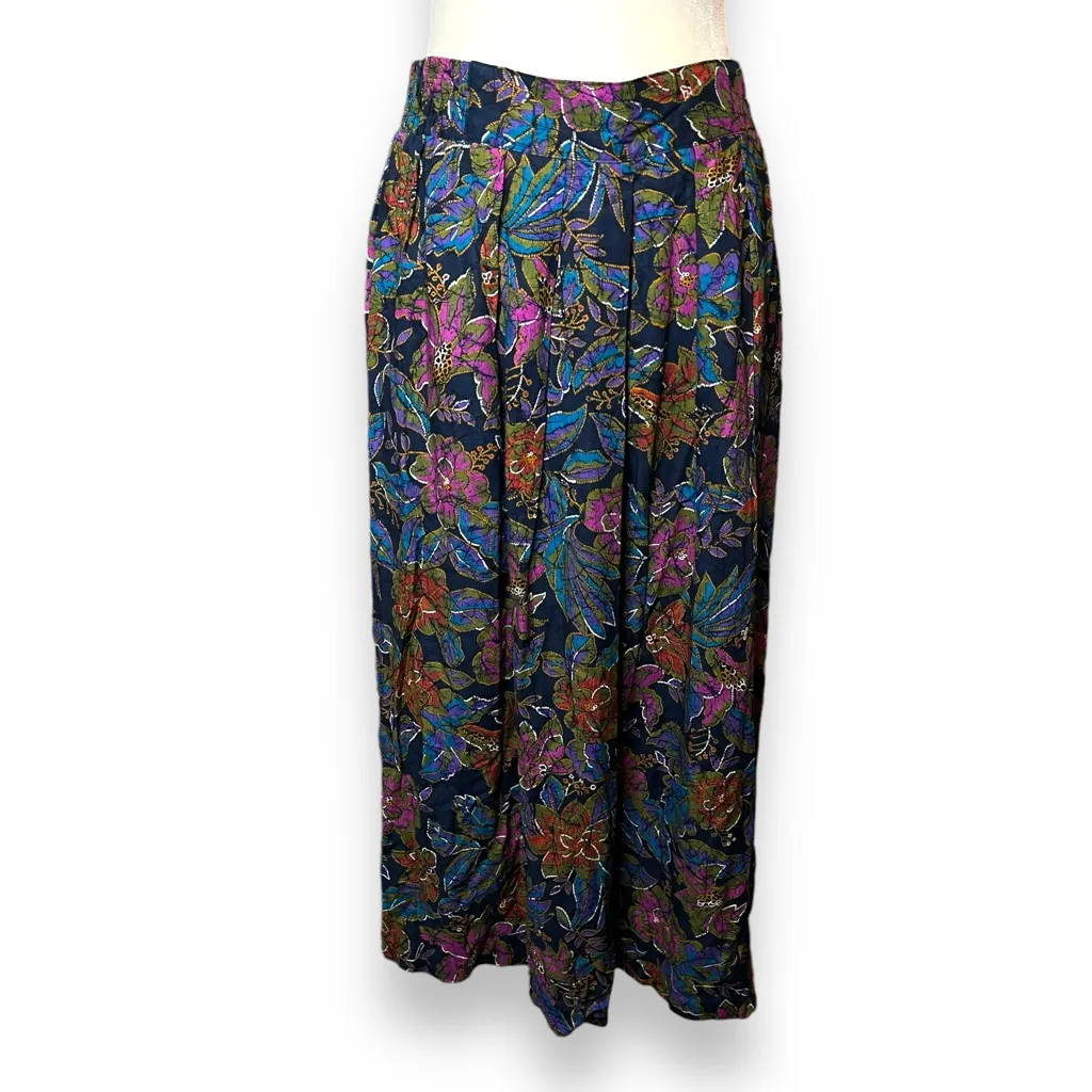 Vintage Norton Mcnaughton women’s leafy floral maxi elastic band skirt V… - Image 3