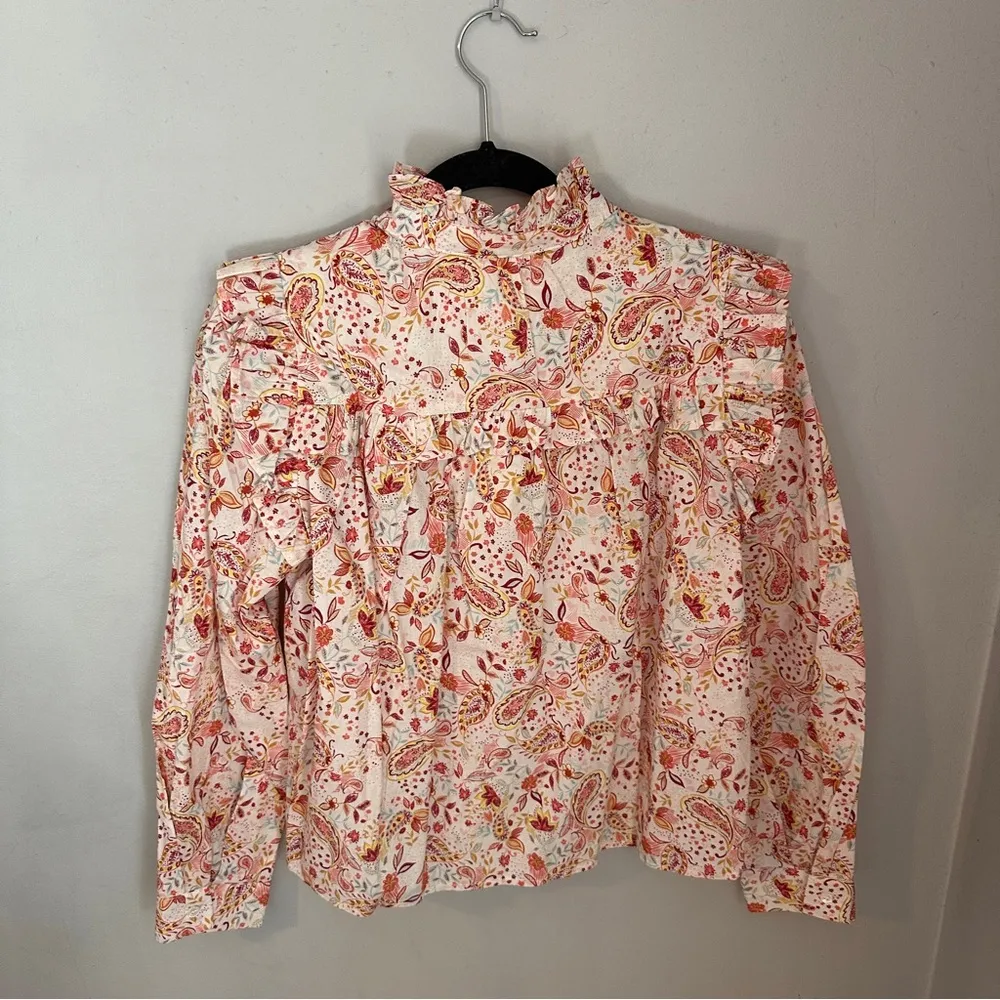 Pinch Floral Paisley Print Ruffle Long Sleeve Blouse Large NWT NEW Pink - Image 6