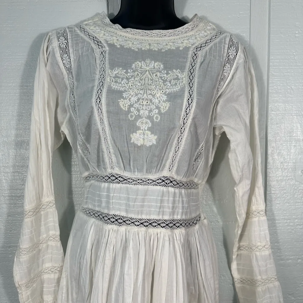 Free People Women’s Victorian Waisted Mini Dress Ivory See Measurements … - Image 6