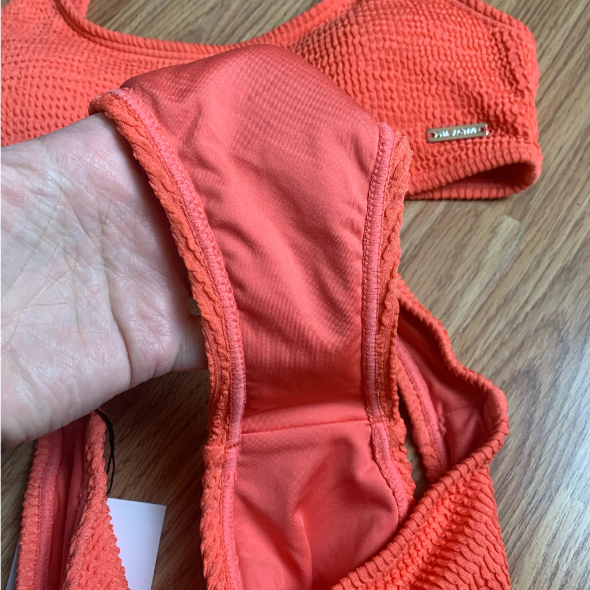 ZYIA size medium new muted peach ribbed Bikini Set orange two piece vaca travel - Image 8