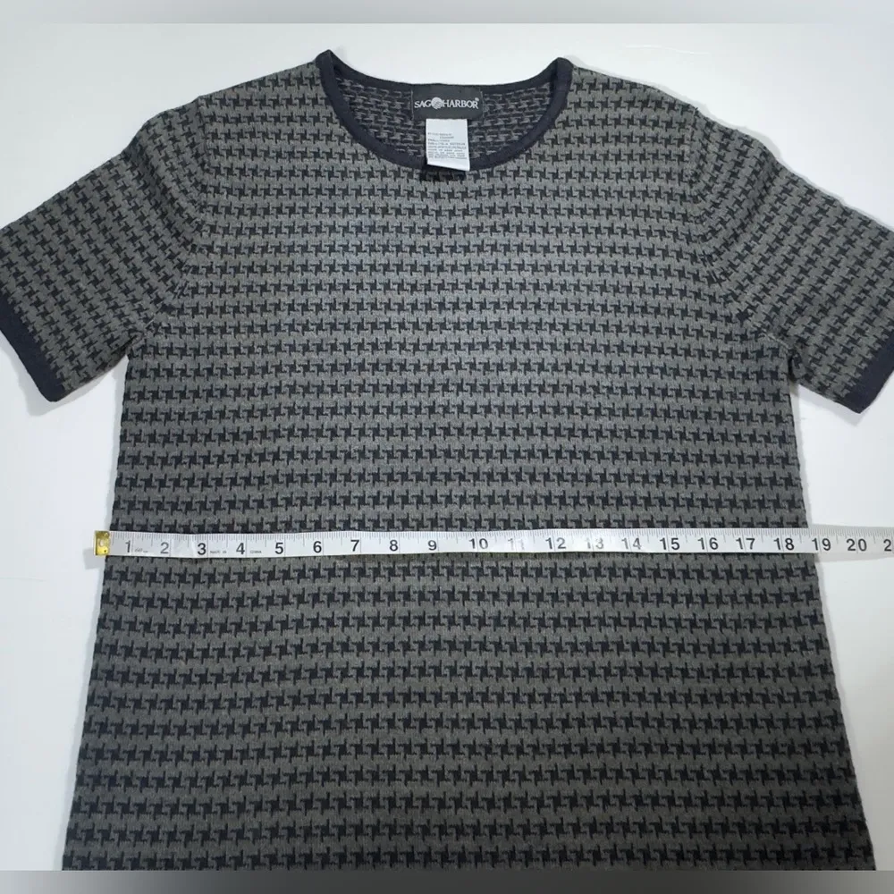 SAG HARBOR  Blue and Gray Houndstooth Top 🍁🥮🍂 - Image 3