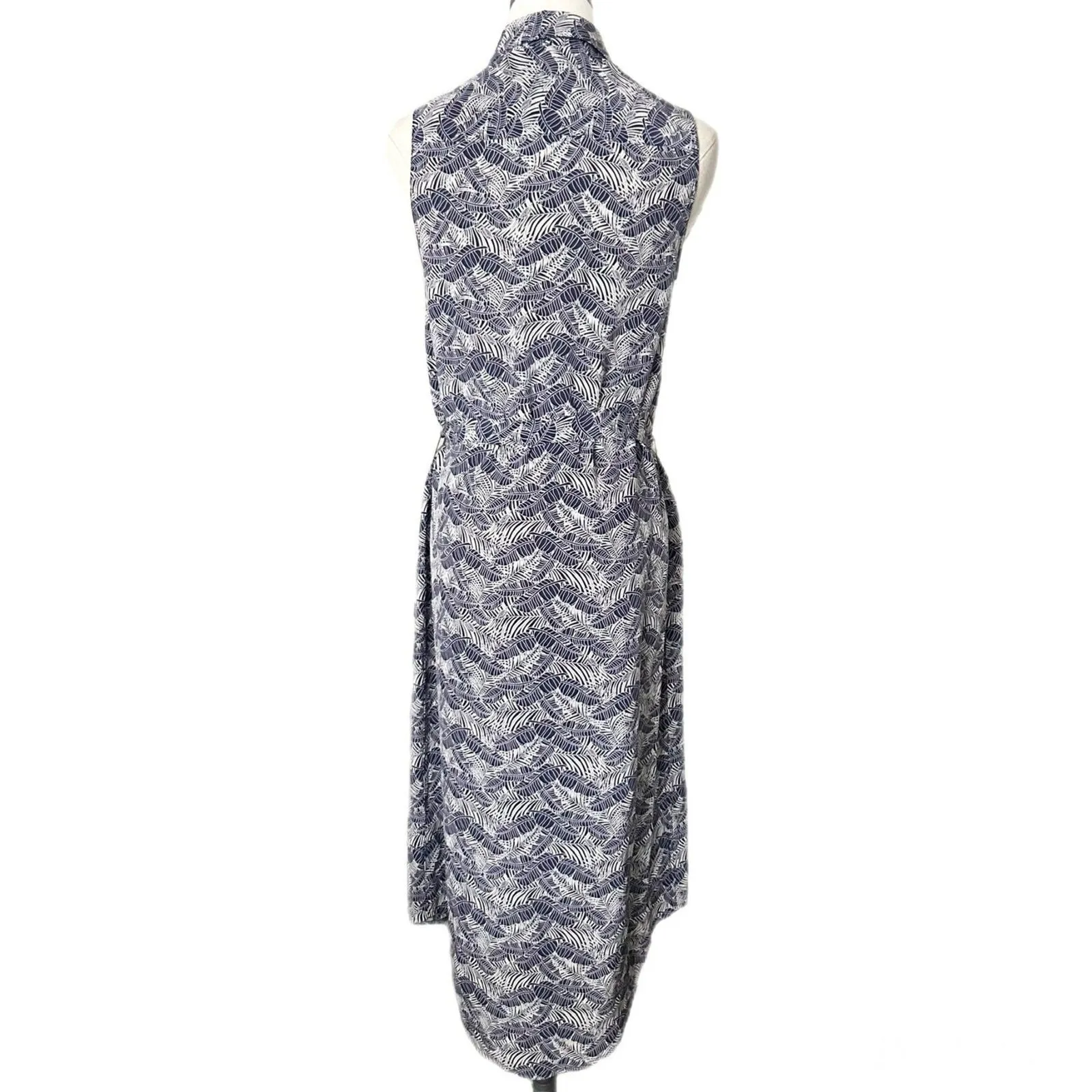 Equipment Tegan Print Silk Shirt Midi Dress in Blue Size Small - Image 4