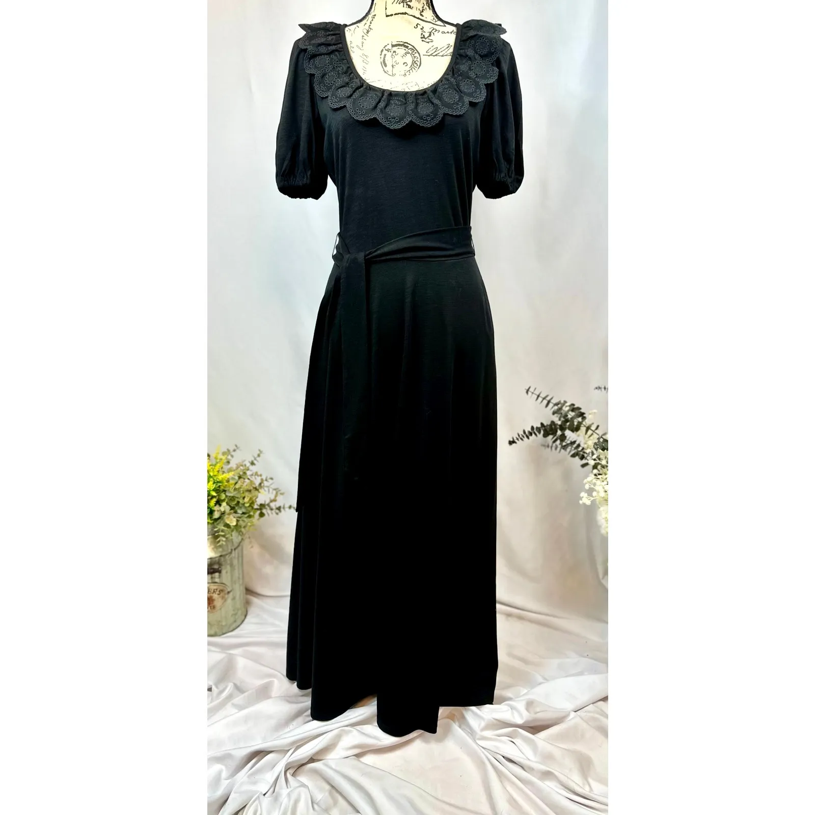 Boden Lace Detail Tie Waist Maxi Dress Black size 6 - Image 6