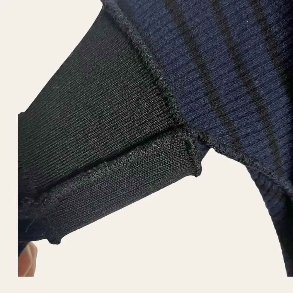 Maison Margiela Long Sleeve Navy Ribbed Oversized Crewneck Knit Sweater Size XS - Image 10