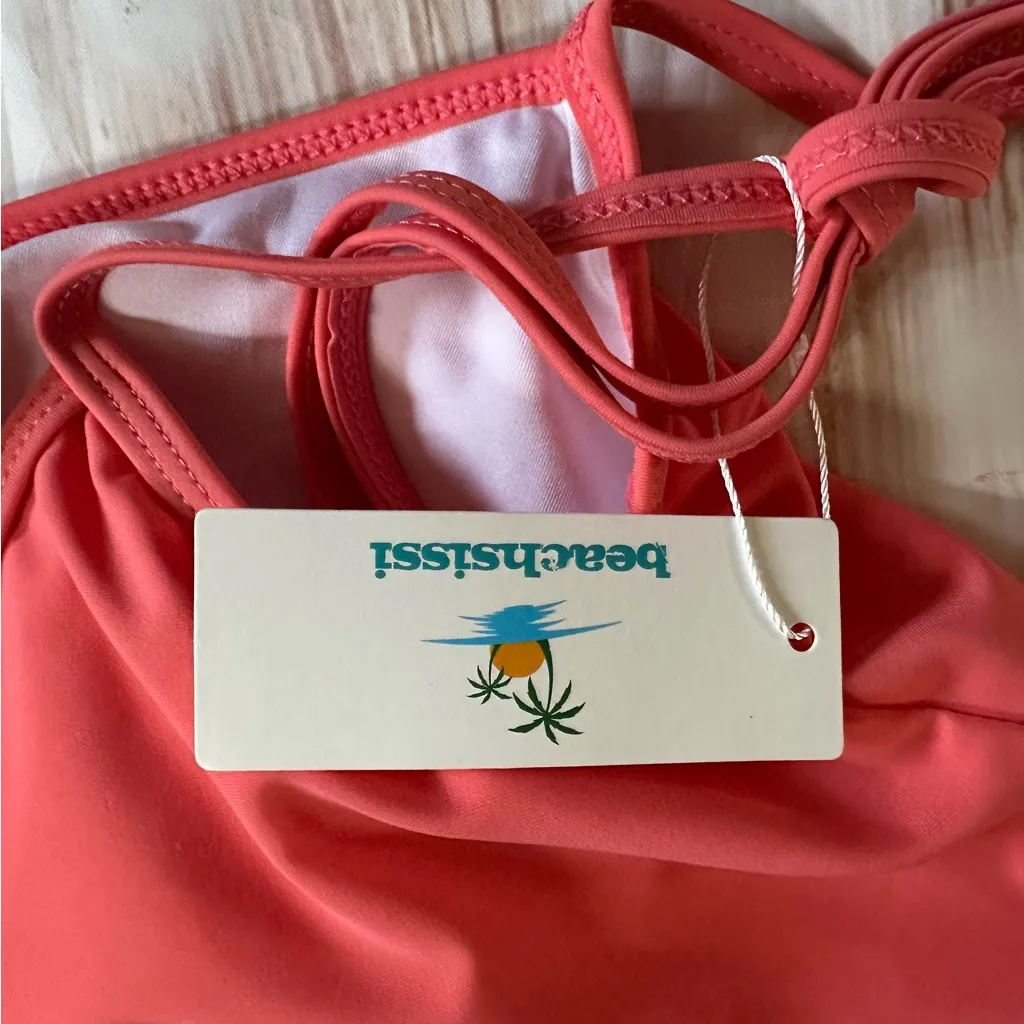 Beachsissi Coral Tie Shoulder Swing Tankini Top - Image 10