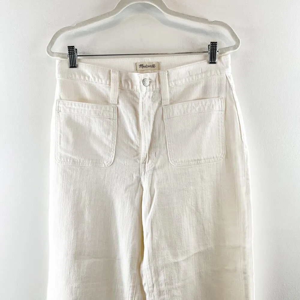 Madewell The Perfect Vintage Wide Leg Crop Jeans Patch Pocket Tile White 10 - Image 6