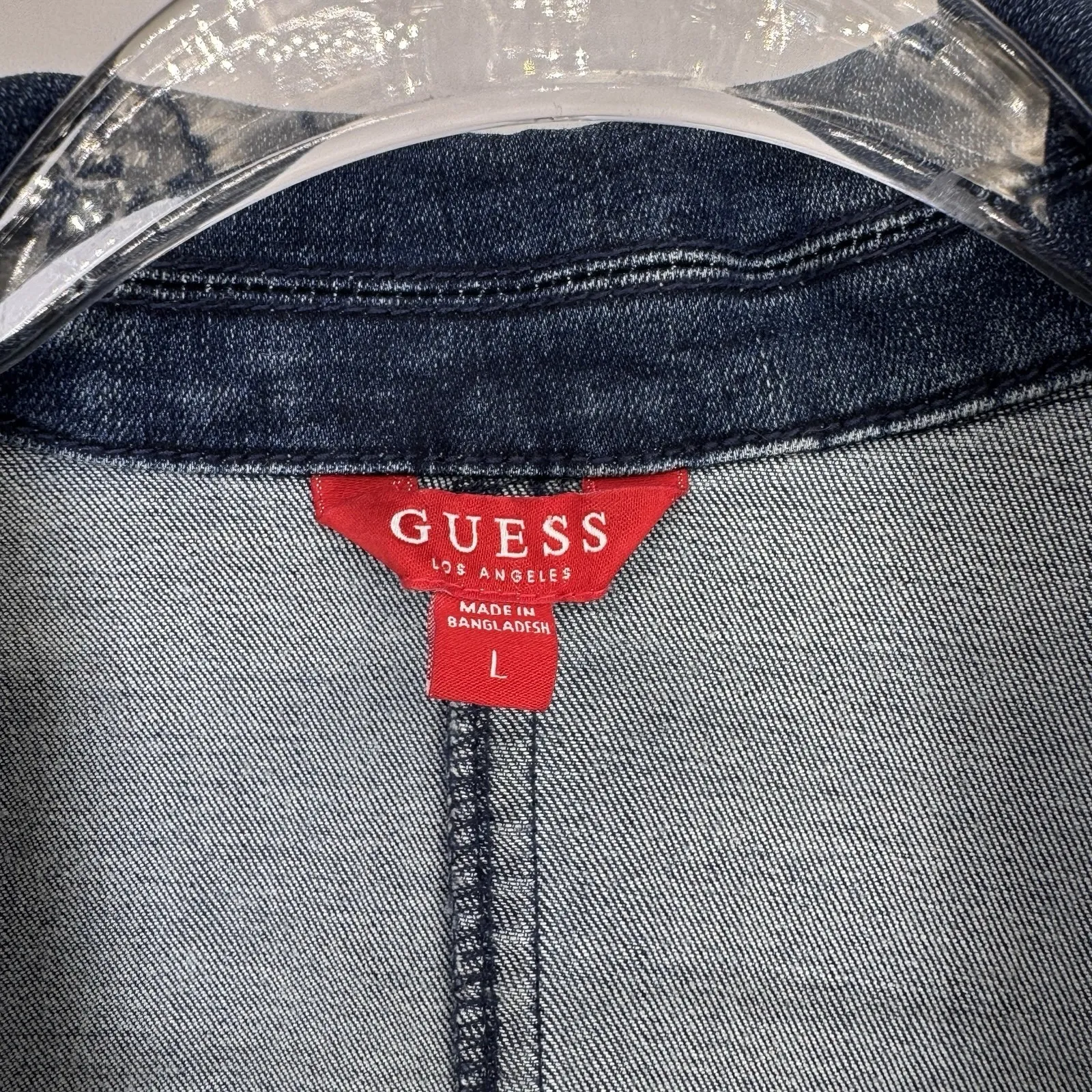 Y2K Guess Full Zip Denim Dress Womens Large Blue Cotton Polyester Stretch - Image 5