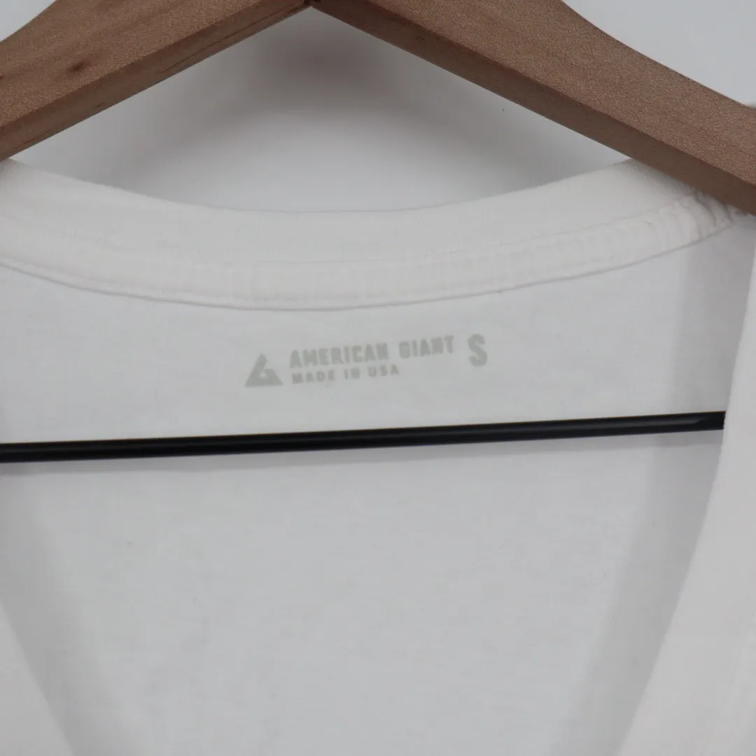 AMERICAN GIANT Classic V Neck T Shirt White Made in USA Size S - Image 3