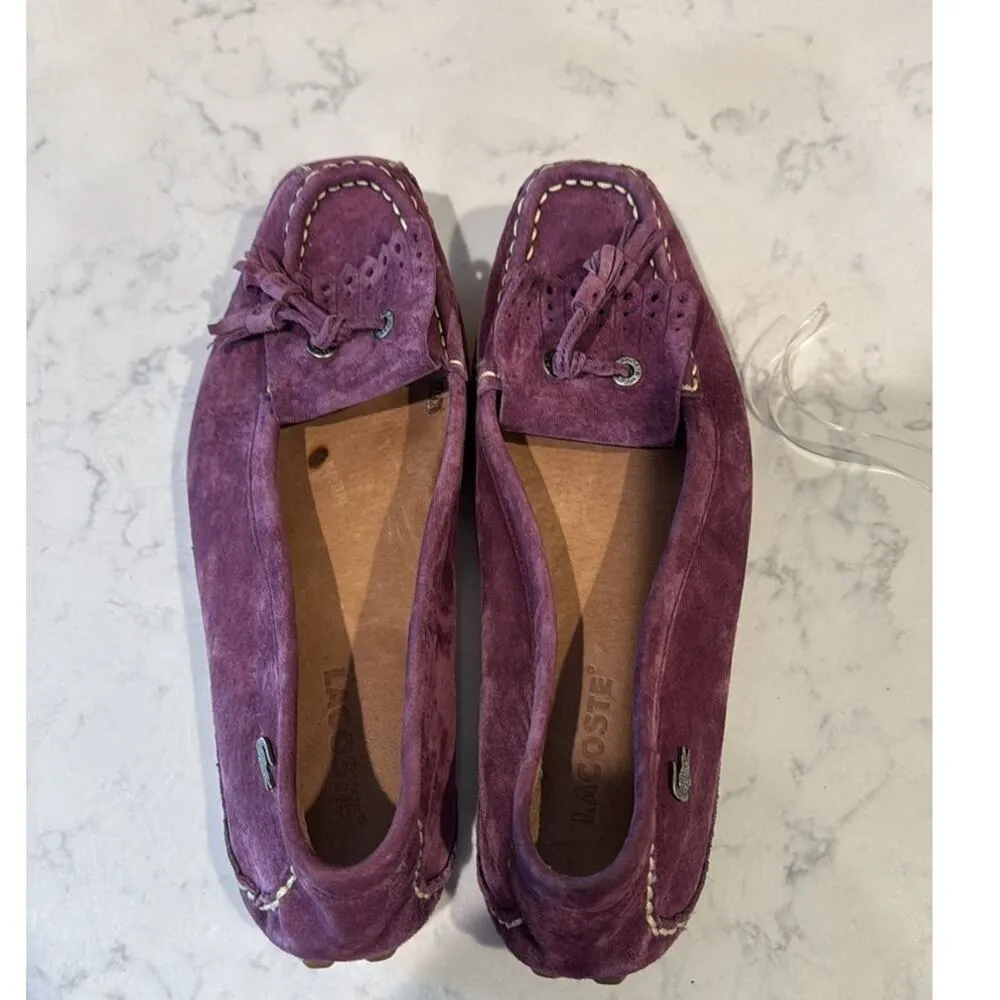 Lacoste Suede purple Driving Shoes boat shoes loafers flats size 7 preppy - Image 5