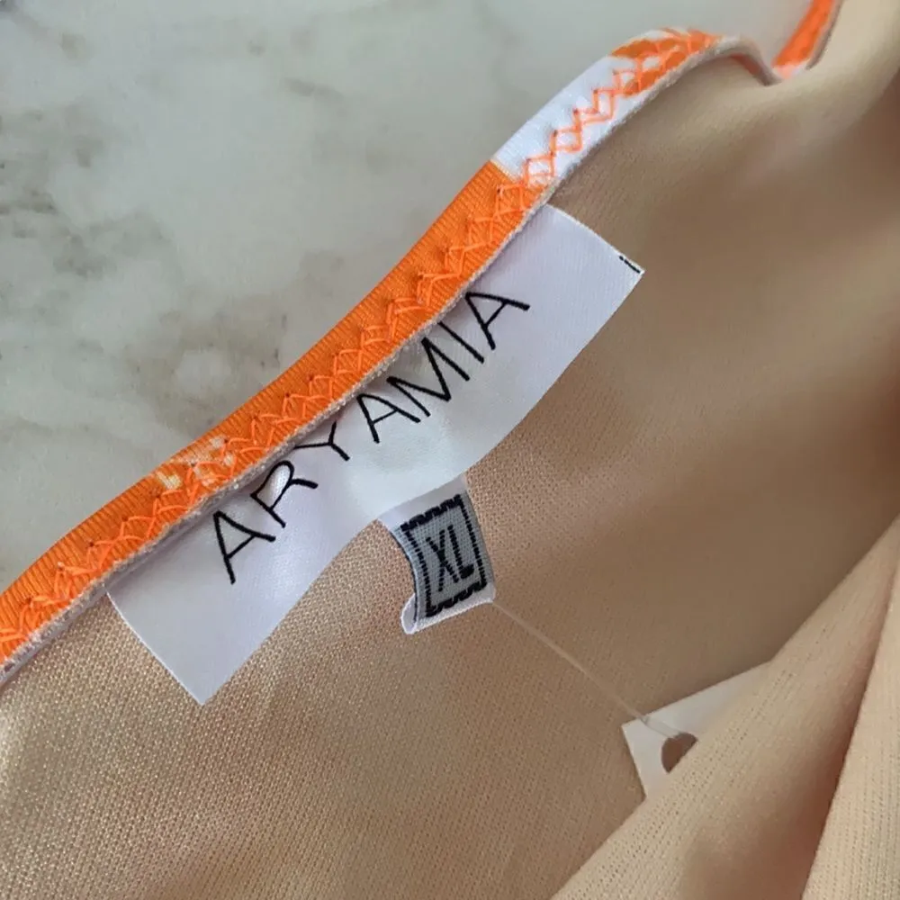 Hawaiian Floral Bandeau Bikini Set Orange Size XL - Image 2