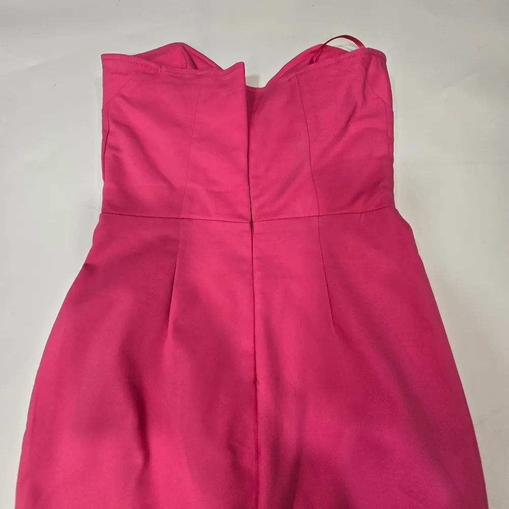 MORE TO COME Sophia Strapless Midi Dress in Pink - Image 9