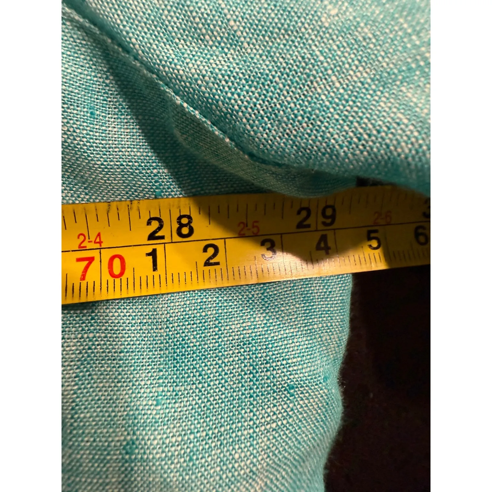 Foxcroft 24W Turquoise Linen Button Down Shirt Womens Plus Size Shaped Fit - Image 5