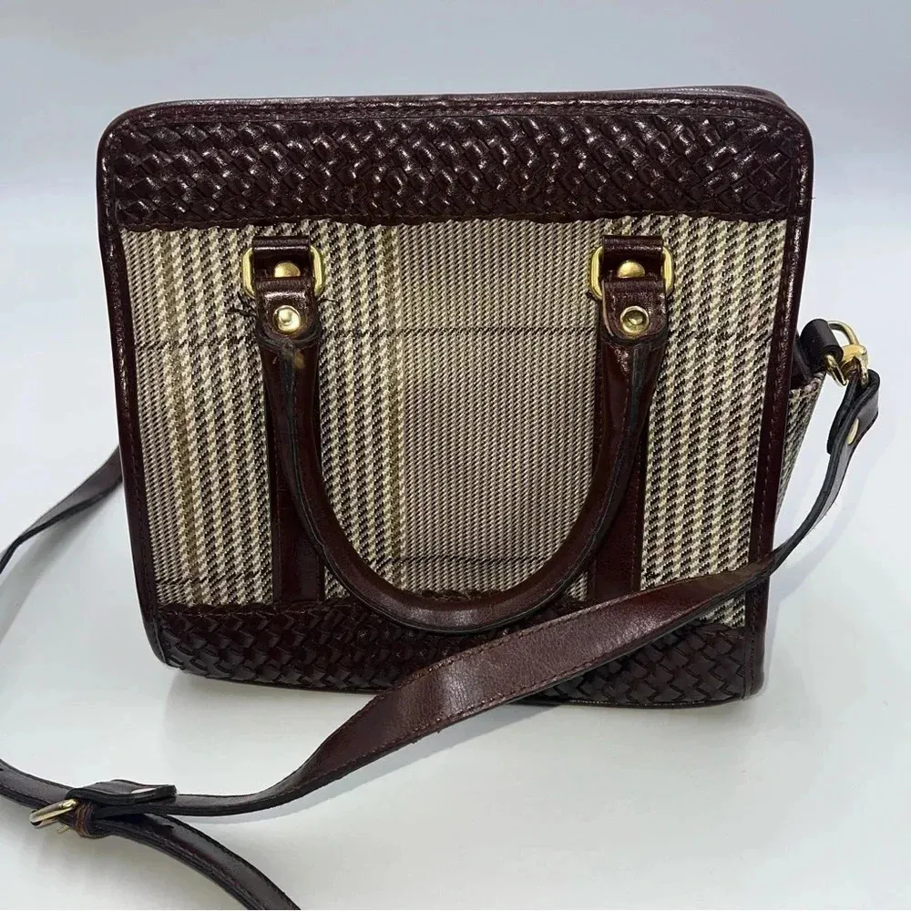 MC‎ Marc Chantal Shoulder Crossbody Handbag Brown & Beige Tartan Purse - Image 6