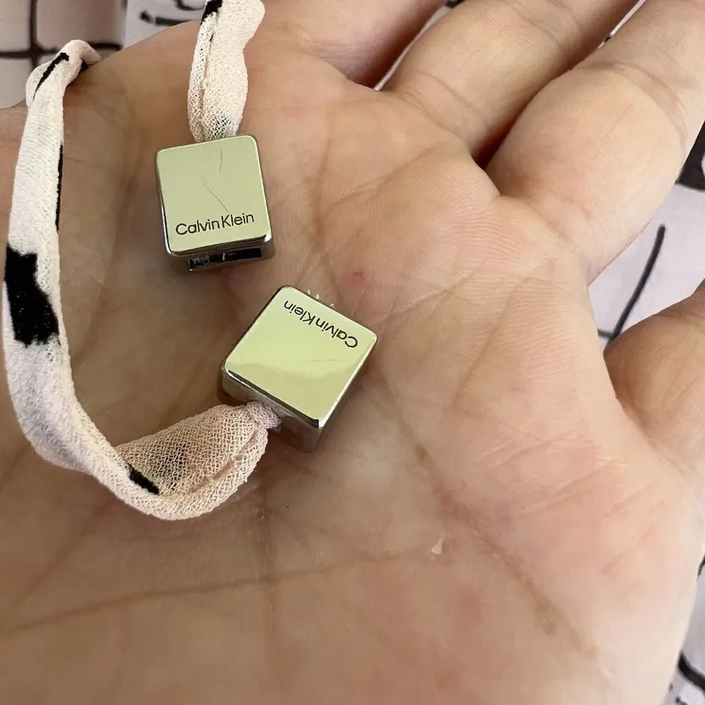 Calvin Klein Blouse Window Ruffle Neck Blouse LARGE Pink Black - Image 5