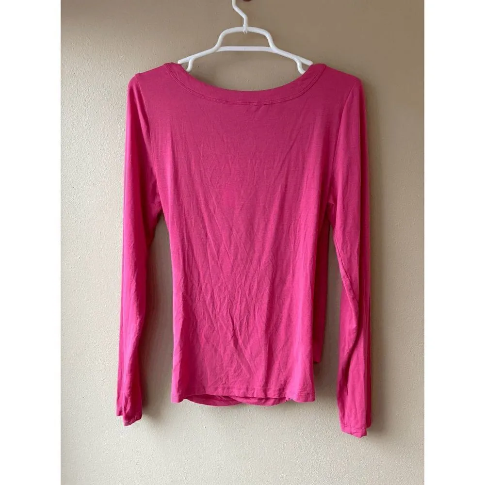 Saturday Sunday Crossover Pink V Neck Long Sleeve Top Women's Size Small - Image 2