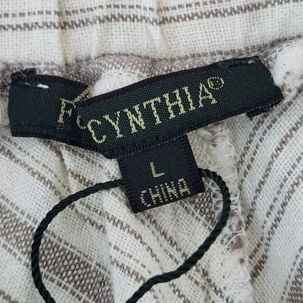 For Cynthia Taupe and Cream Linen Chevron Stripe Skirt NWOT Size Large - Image 7