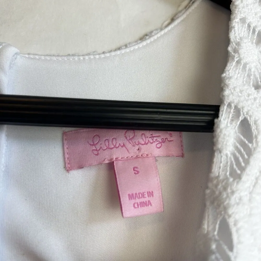 Lilly Pulitzer Size Small Dress Marquette White /Gold Tassel Trim Crochet Lace - Image 5