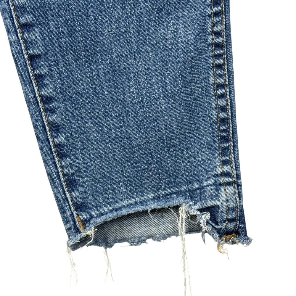 Madewell SZ 30TL TALL Curvy Hi-Rise Skinny Jeans Distressed Stretch Zip-Fly Blue - Image 4