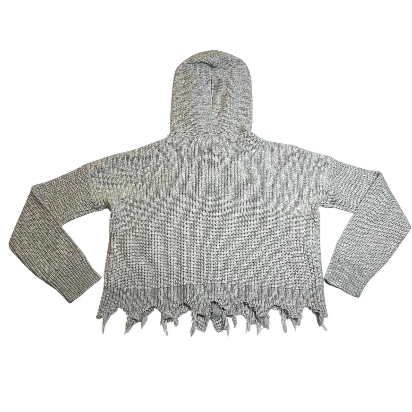 Full Circle Trends Crop Knit Full Zip Hoodie Sweater Jacket w/ Raw Hem Size L - Image 2