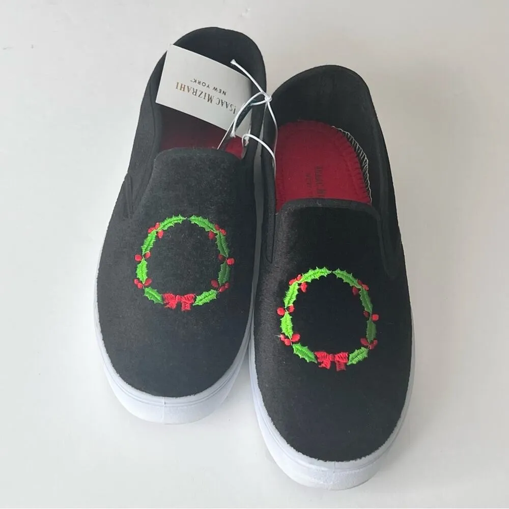 Isaac Mizrah Embroidered Holiday Wreath  Memory Foam Slip ON Sneakers Sz 7 - Image 6
