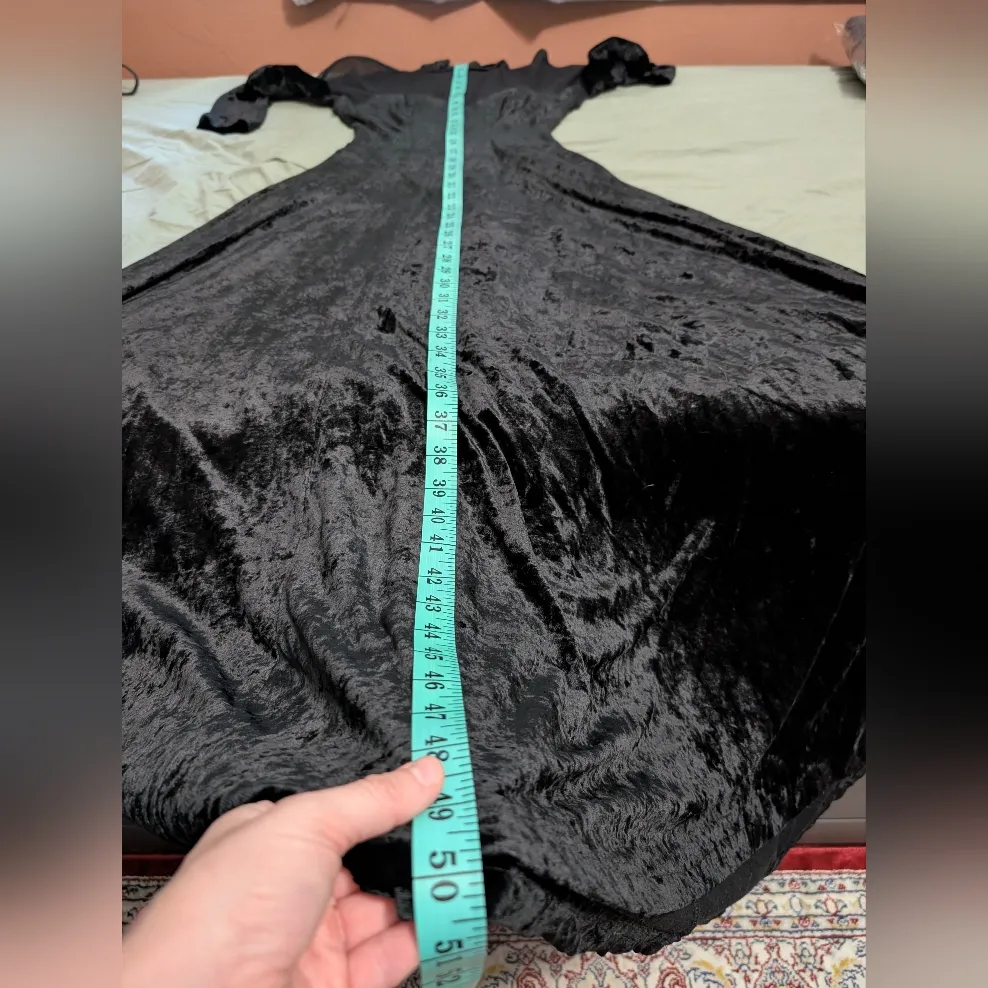 Vintage Tadashi Shoji Velvet/Mesh Evening Gown Women's XSmall Black - Image 9