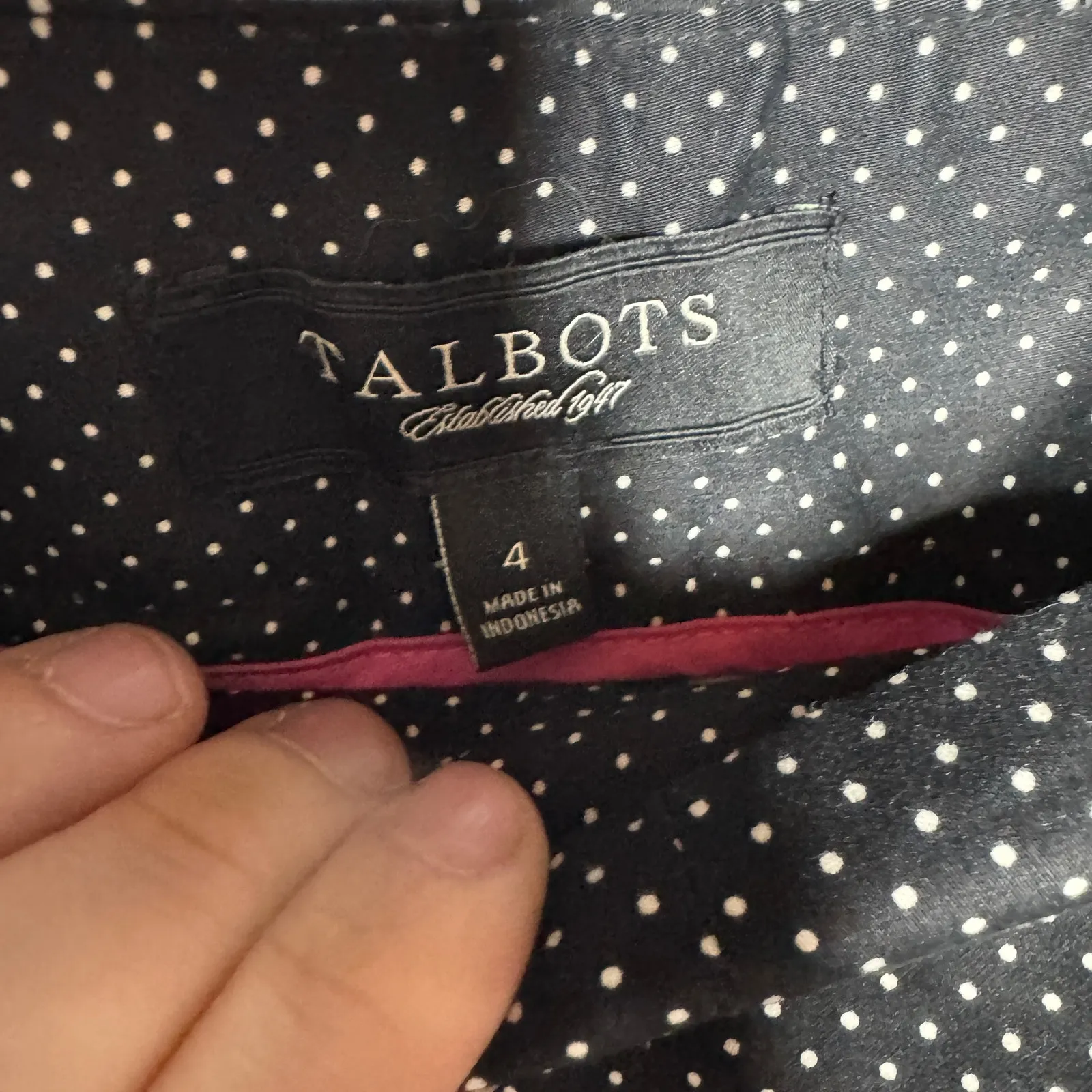 Talbots Black & White Polka Dot Crop Women's Slacks 4 - Image 2