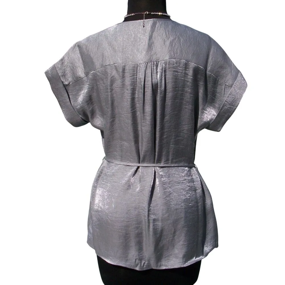 Cache Silver Metallic Rhinestone Buttons Top New Removable Self Belt $108 NWT - Image 4