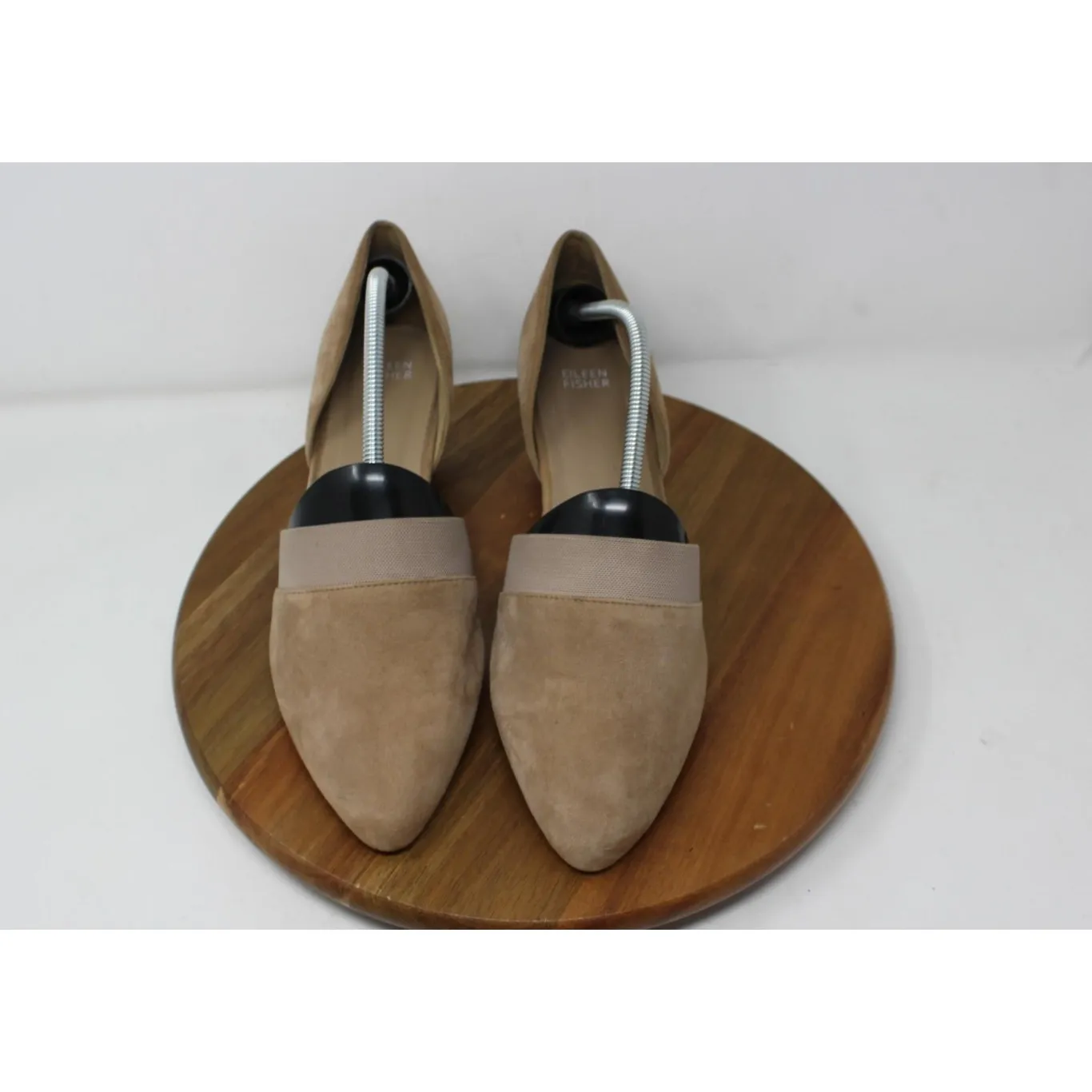 Eileen Fisher Shoes Womens Size 12 Taupe Suede Block Heel Pointed Toe Elastic - Image 3