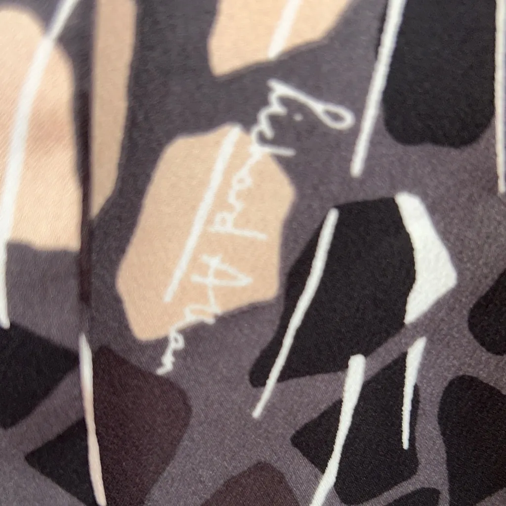 Richard Allen x H&M Gray and Cream‎ Long Sleeve Belted Dress Size 6 side zip - Image 9