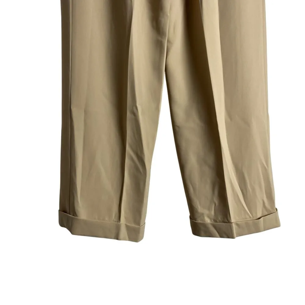 Jones New York Vintage Khaki Tan Pleated Wide Leg Trouser Dress Pants Size 10 - Image 8