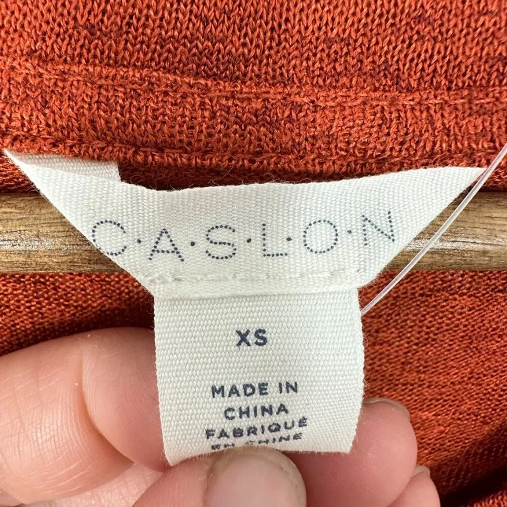 Caslon Nordstrom Twist Front V Neck Lightweight Casual Tee Shirt Dark Orange NWT - Image 2
