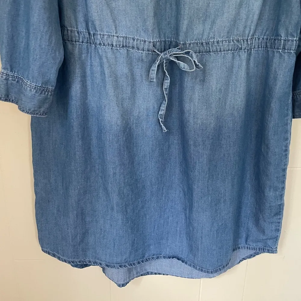 Gloria Vanderbilt Ashleigh Chambray Blue Long Sleeve Tunic Shirt Dress ~ Size M - Image 3