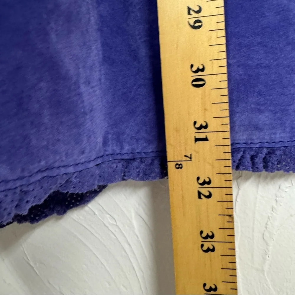 Pamela McCoy Purple Suede Leather Ruffled Long Line Jacket Blazer Womens L Fall Size L - Image 12